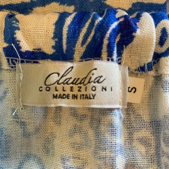 Claudia Collezioni Blue & White Floral Linen Blend Maxi Dress Size S - Picture 7 of 8